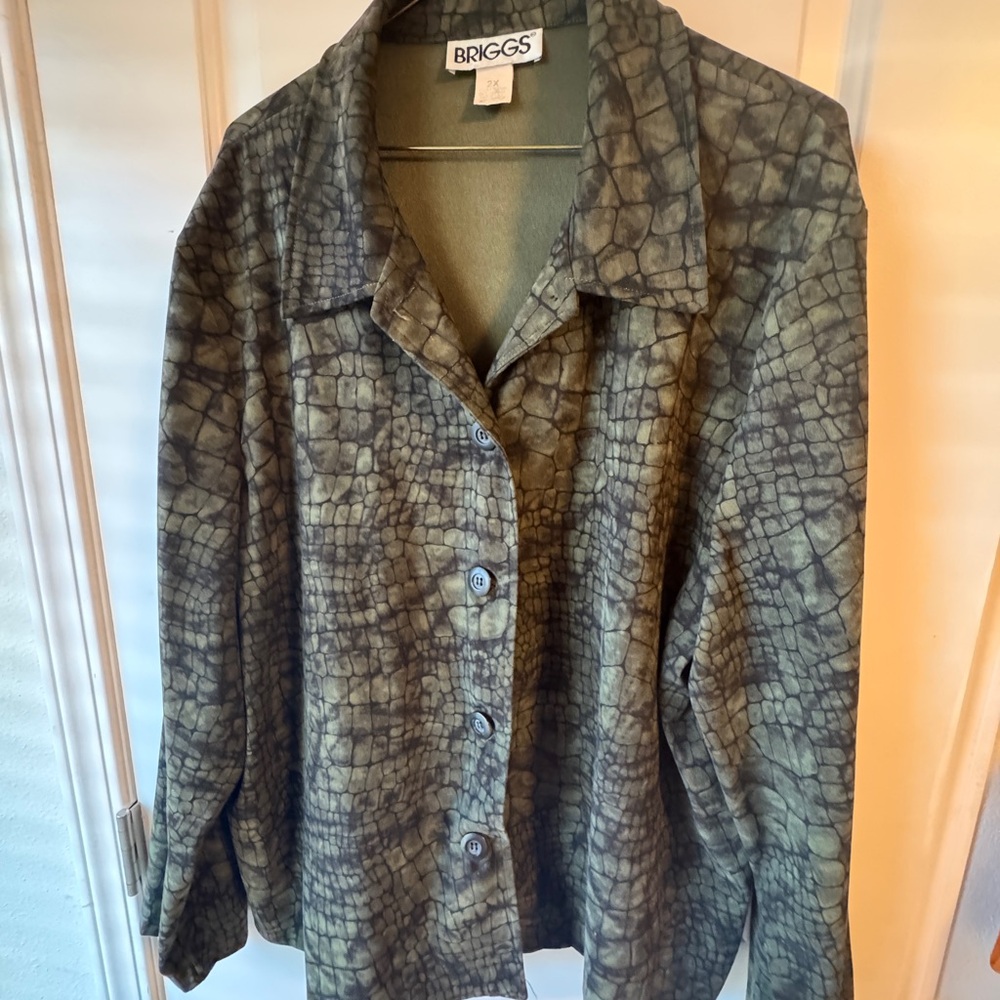Briggs Green Patterned Button-Up Shirt Jacket